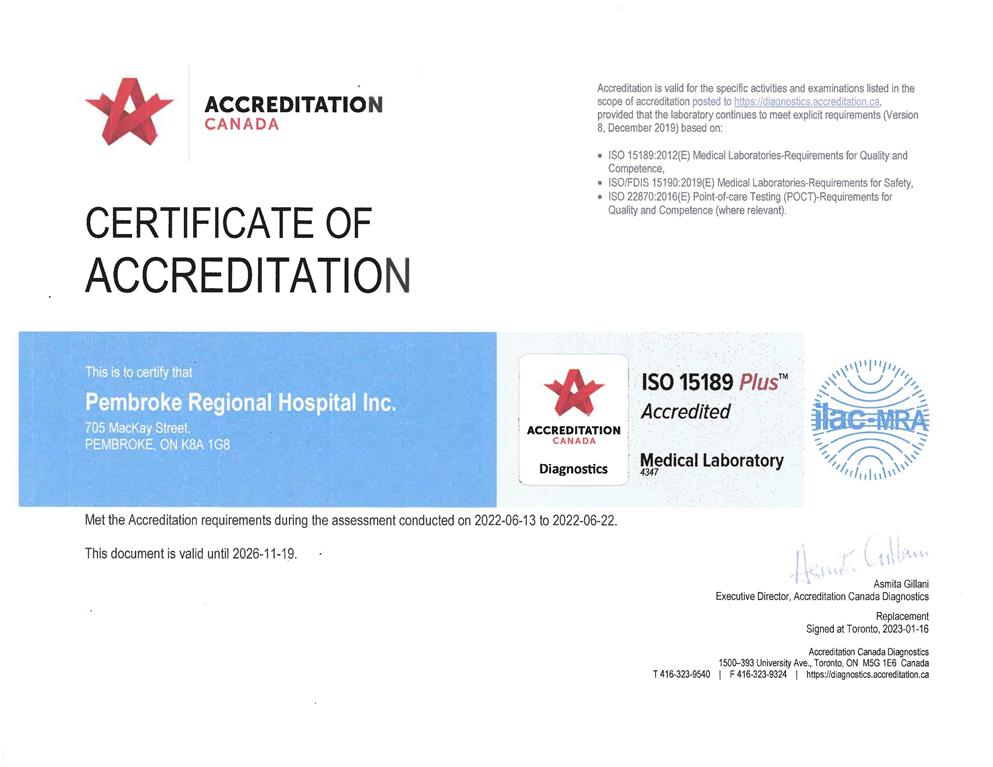 copy of Accreditation certificate